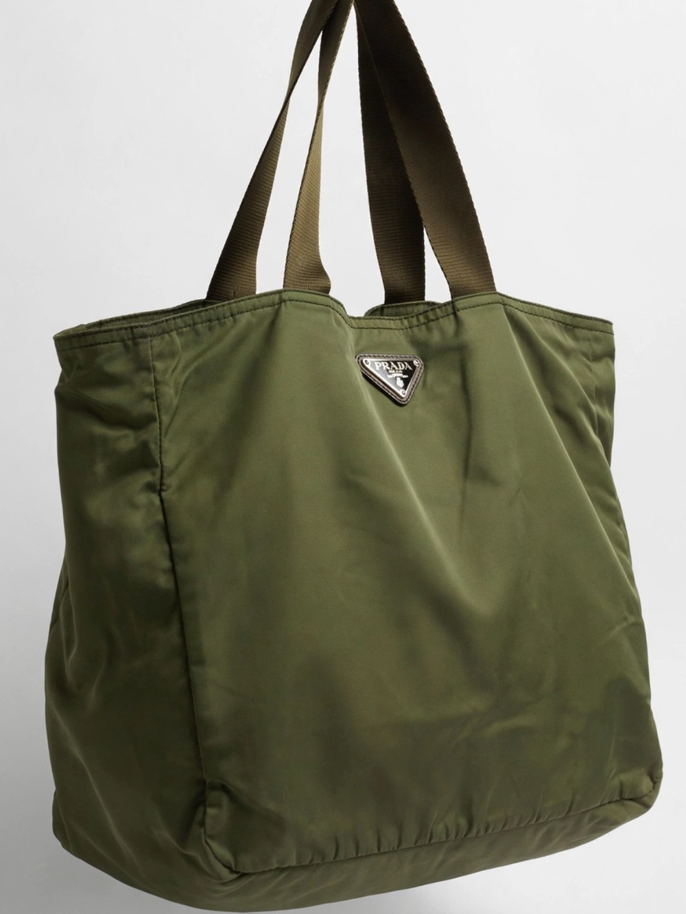 Prada Olive Green Nylon Tote Bag